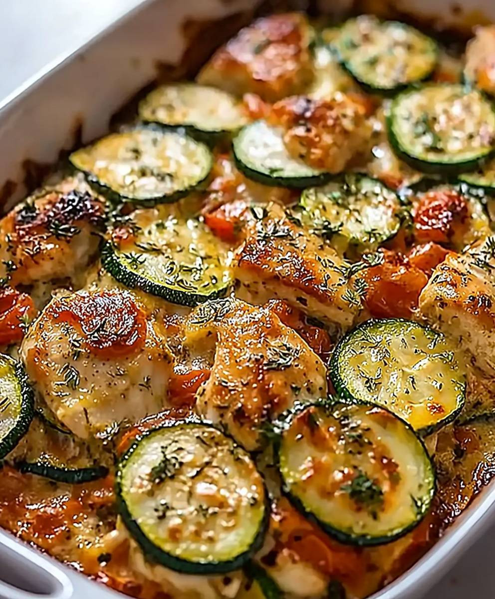 Mediterranean Chicken Zucchini Bake