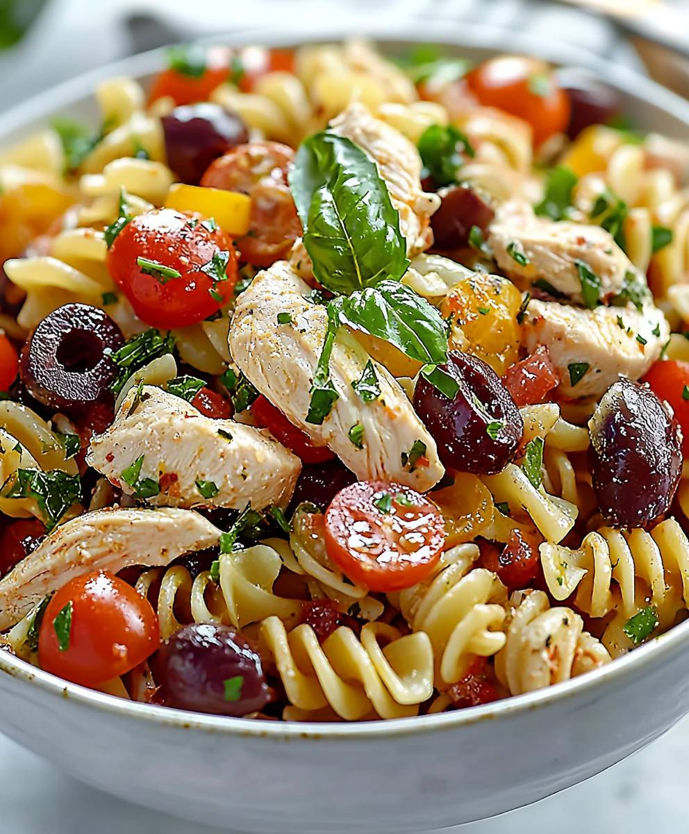 Mediterranean Chicken Pasta Salad