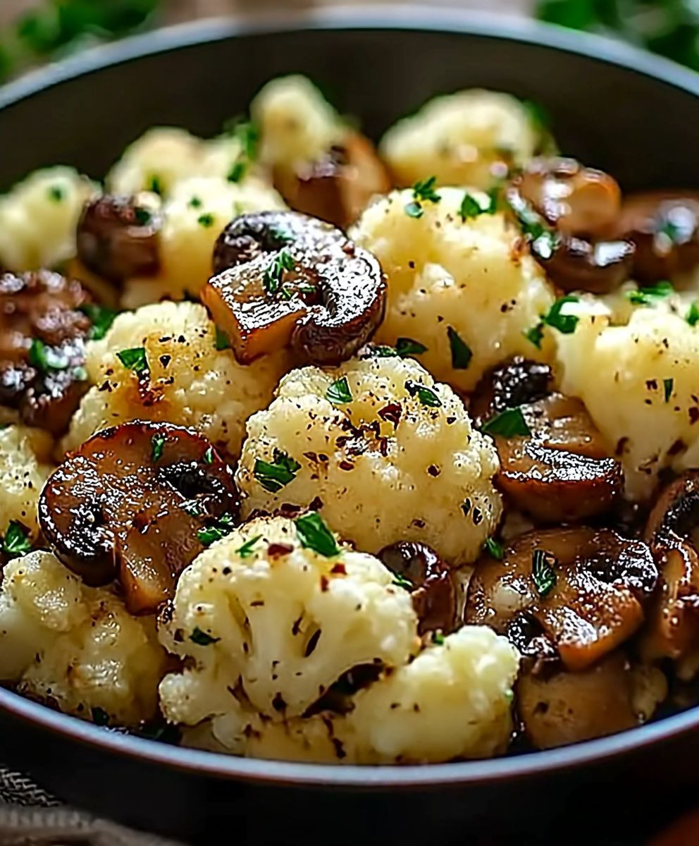 Garlic Cauliflower Mushroom Skillet