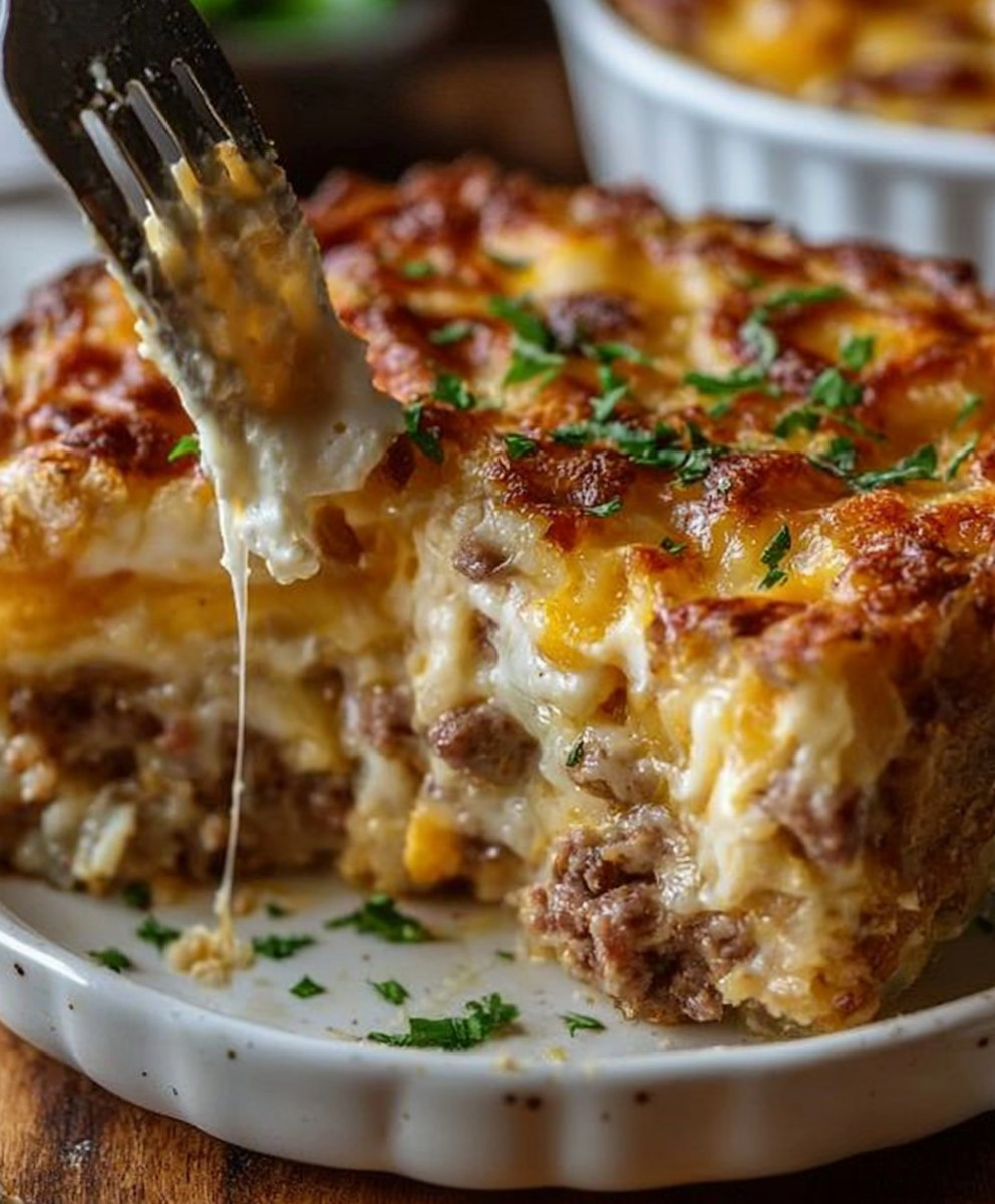 Sausage Egg Cream Cheese Casserole