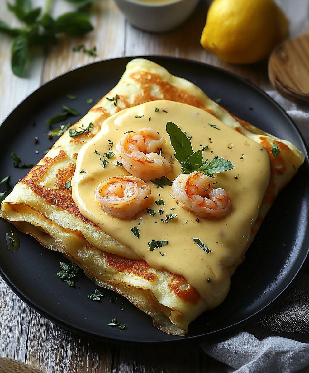 Seafood Crepes Béchamel Sauce
