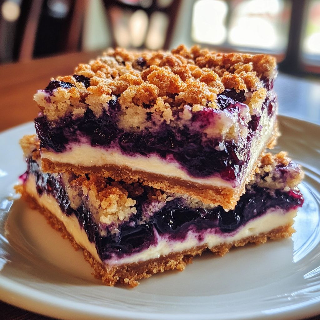 Blueberry Crisp Cheesecake Bars