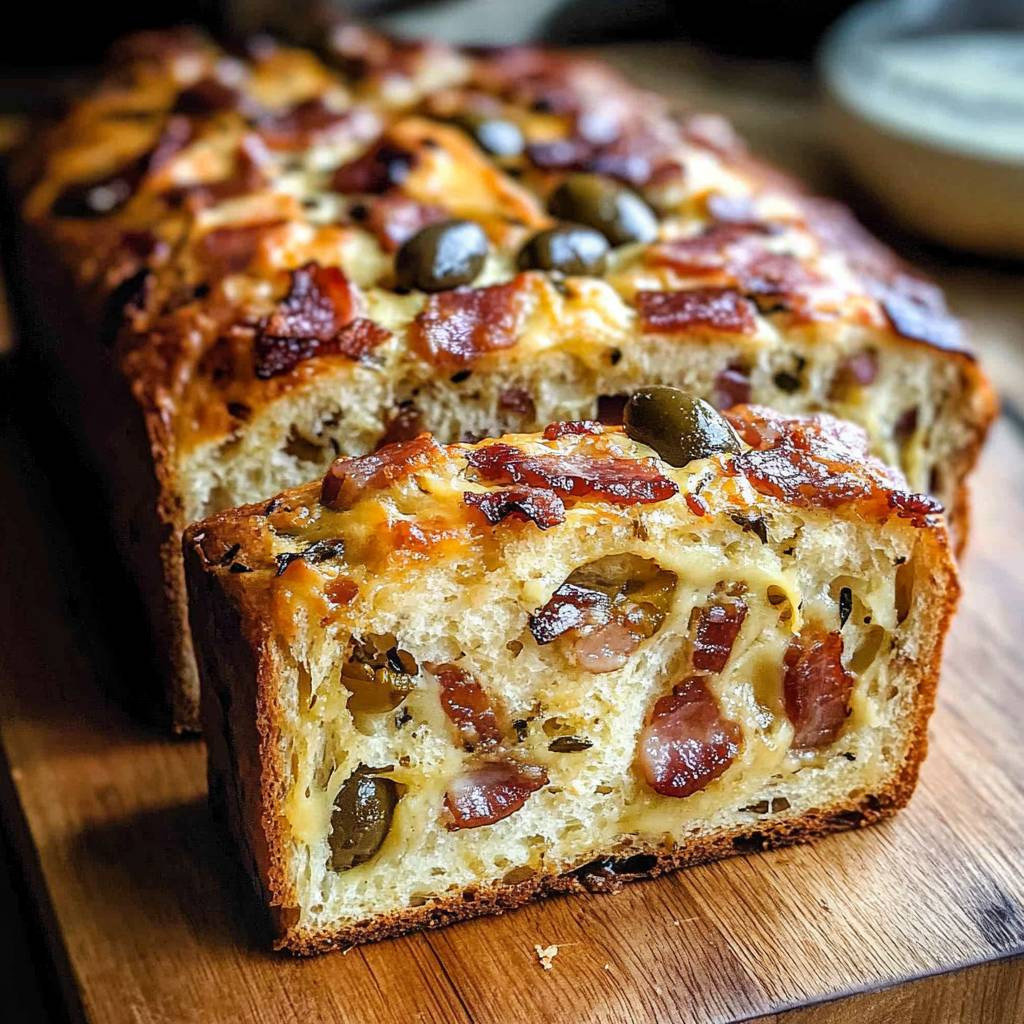 Olive bacon cheese bread