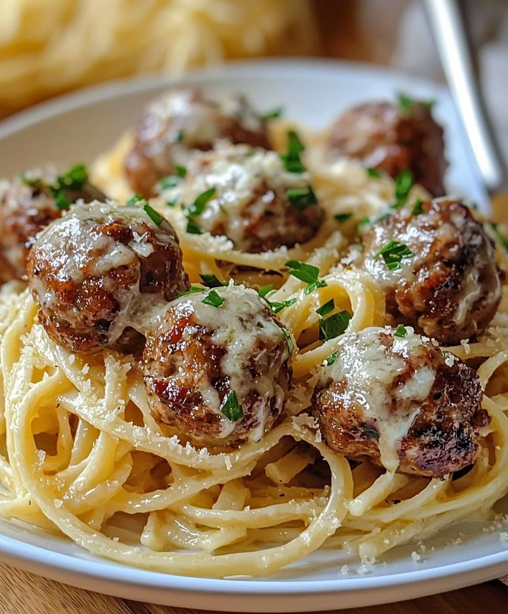 Garlic Butter Meatballs Linguine