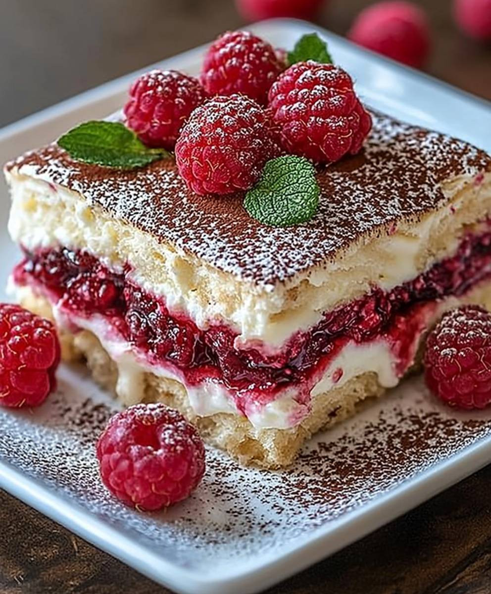 Fresh Raspberry Tiramisu Dessert