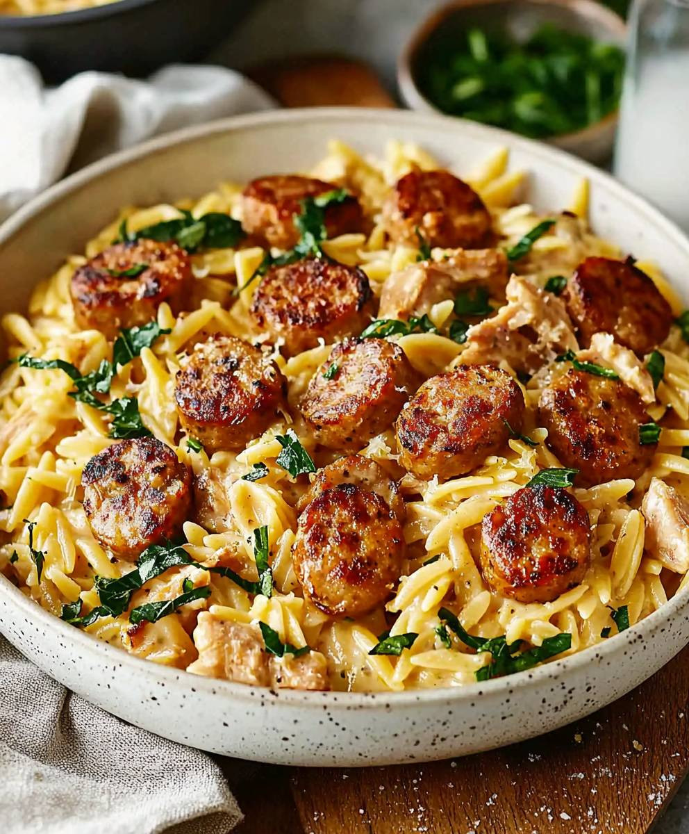Creamy Chicken Sausage Orzo Dish