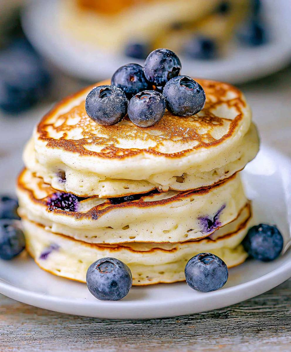 Greek Yogurt Blueberry Pancakes