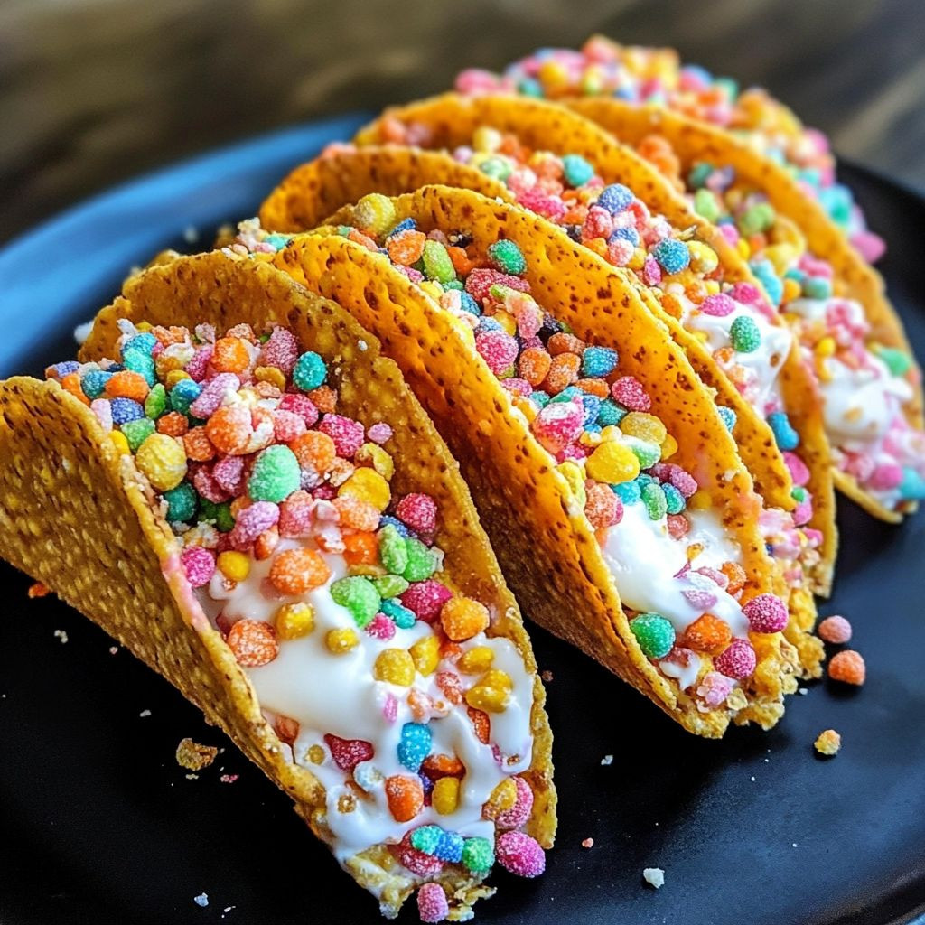 Fruity Pebbles Cheesecake Tacos