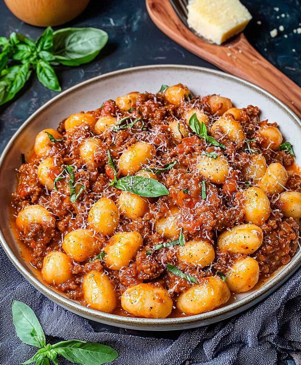 Gnocchi Bolognese dish