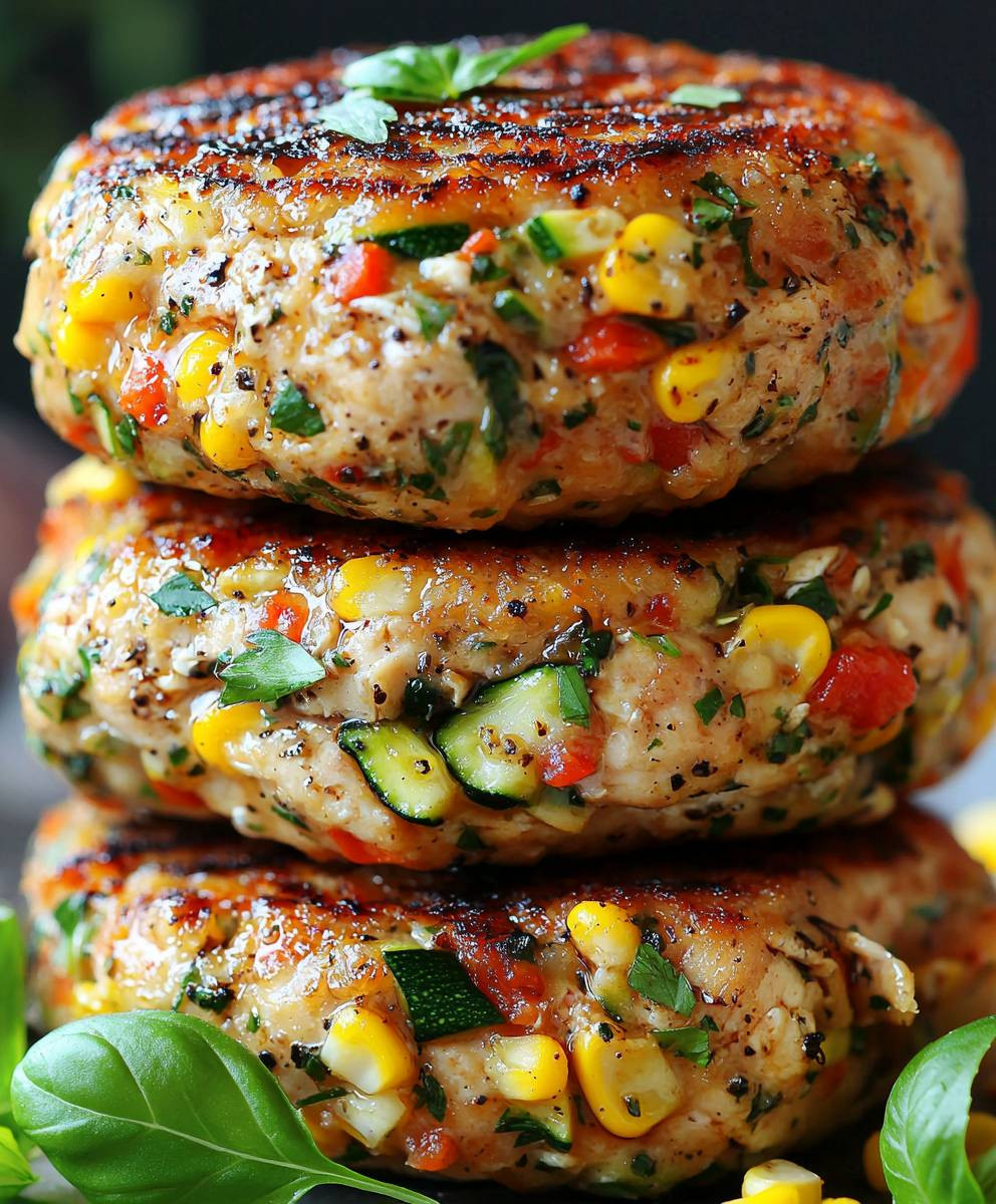 Chicken Zucchini Corn Burgers
