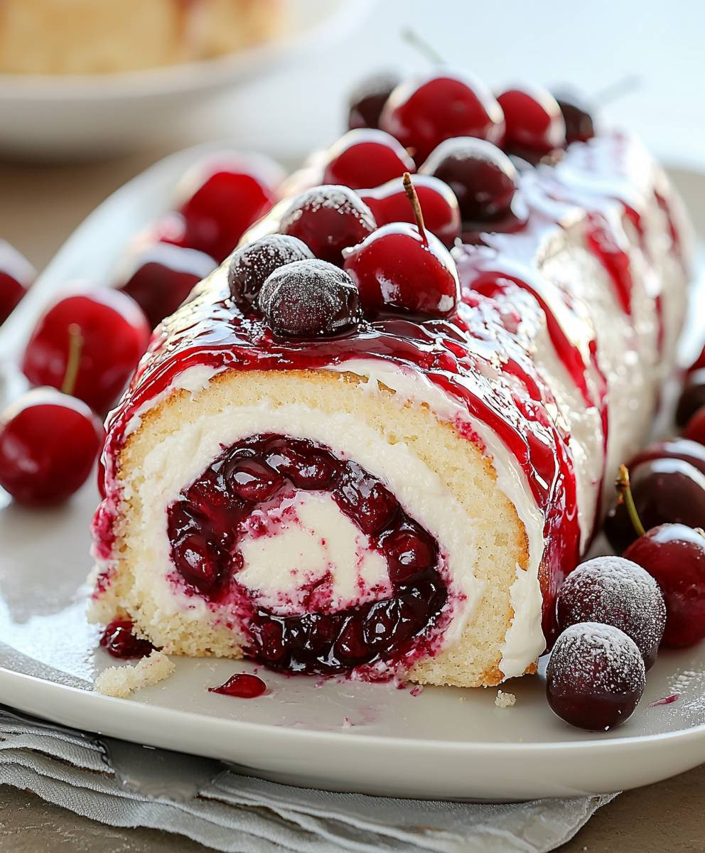 Cherry Cheesecake Cake Roll