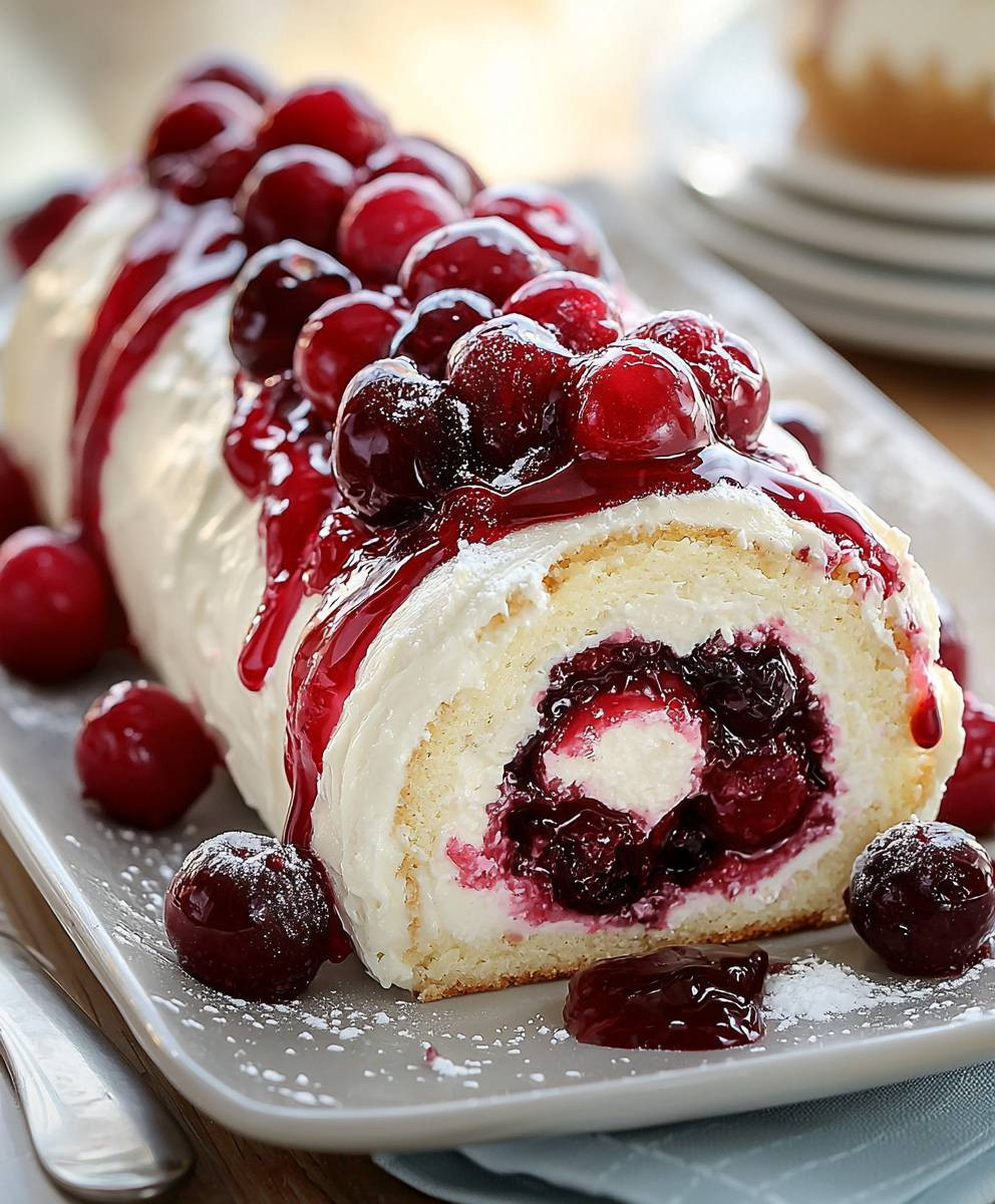 Cherry Cheesecake Cake Roll
