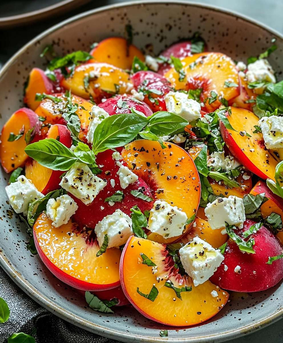 Peach feta salad