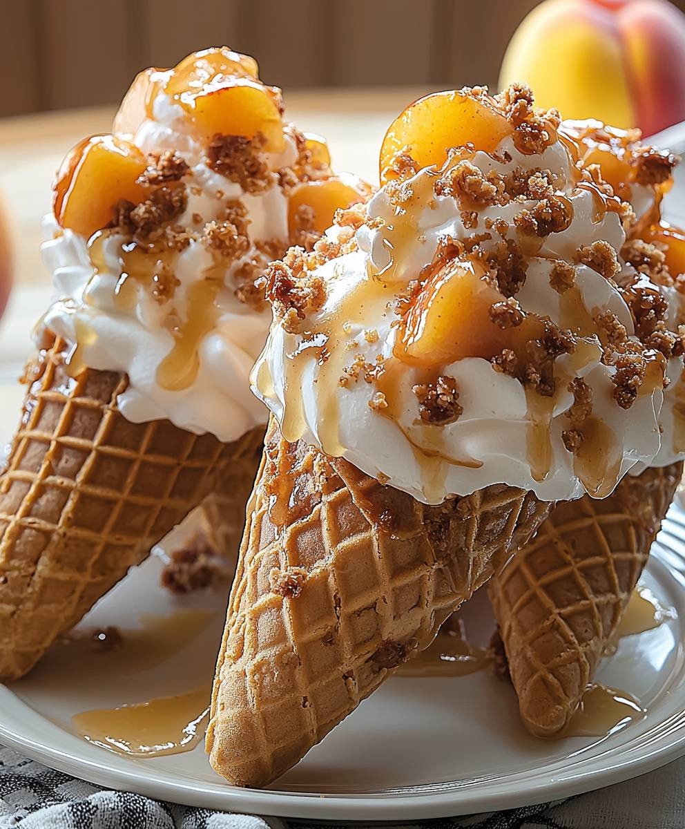 Peach Cobbler Cheesecake Cones