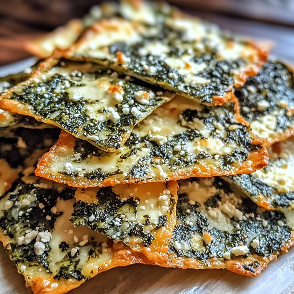 Spinach feta cheese crisps