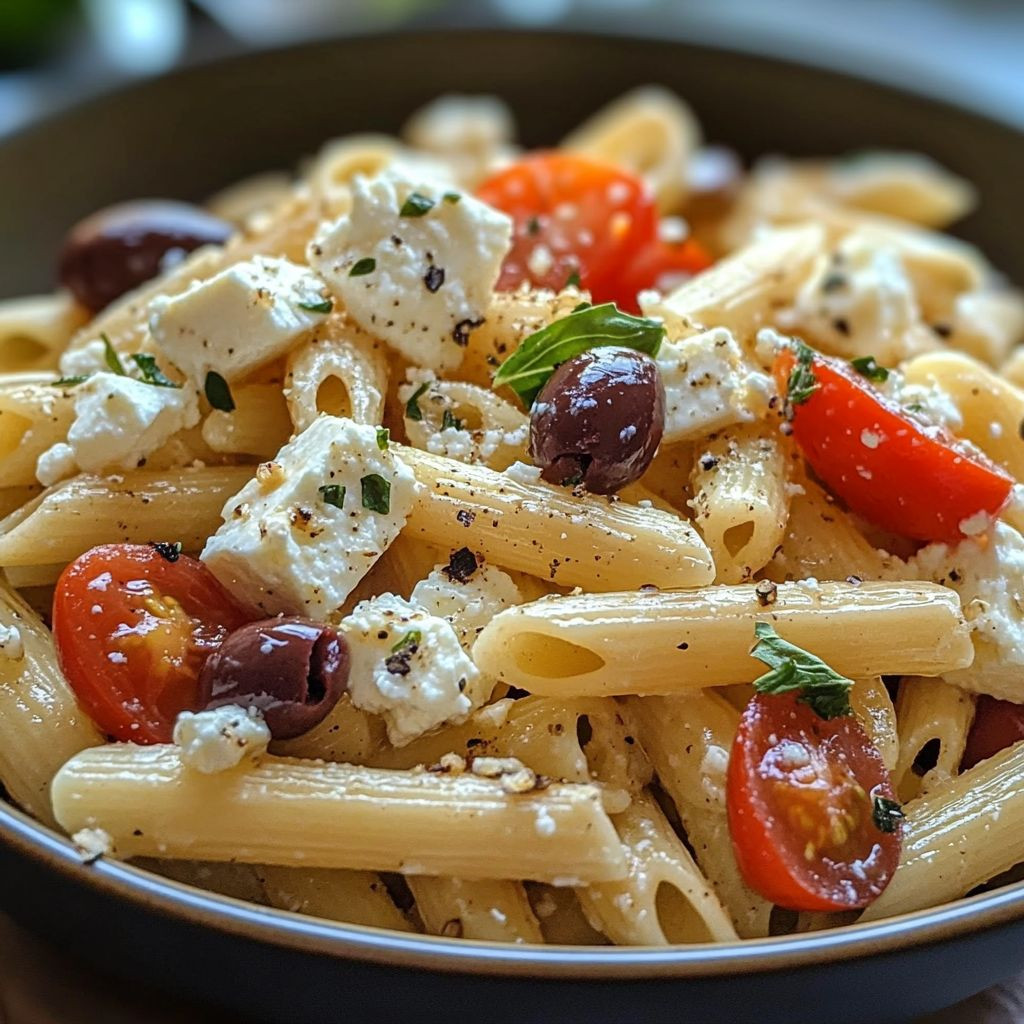 Greek pasta feta olives